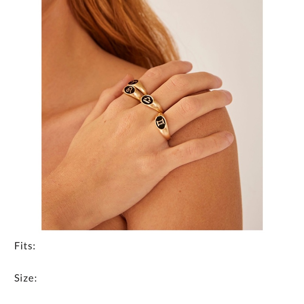 Gold and Black Zodiac Ring Set - Cancer